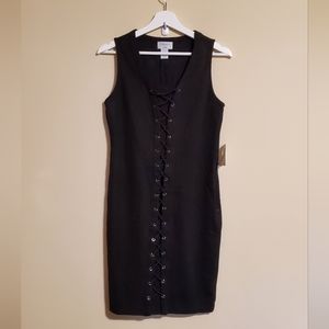 NEW CARMEN Marc Valvo Women's Black Midi Bodycon Dress Size Small